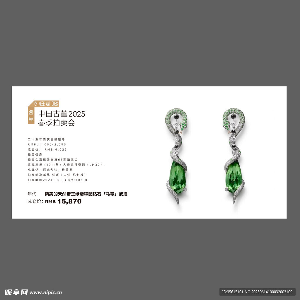蛇形钻石耳钉