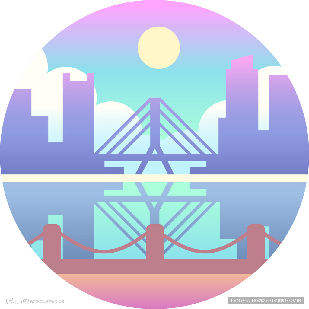 城市桥梁河畔梦幻风景
