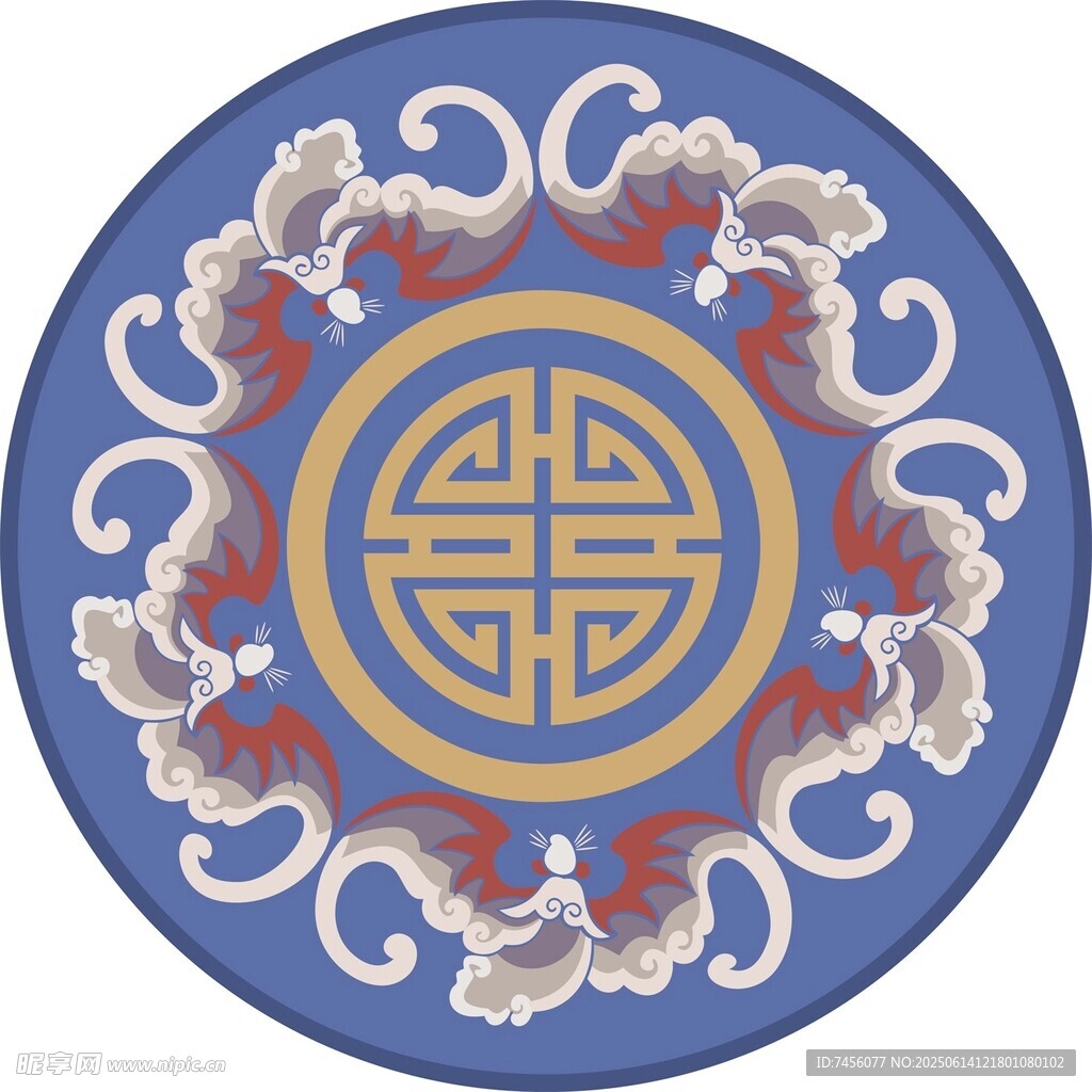 中式传统圆形吉祥纹饰图案