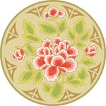 圆形牡丹花卉传统图案