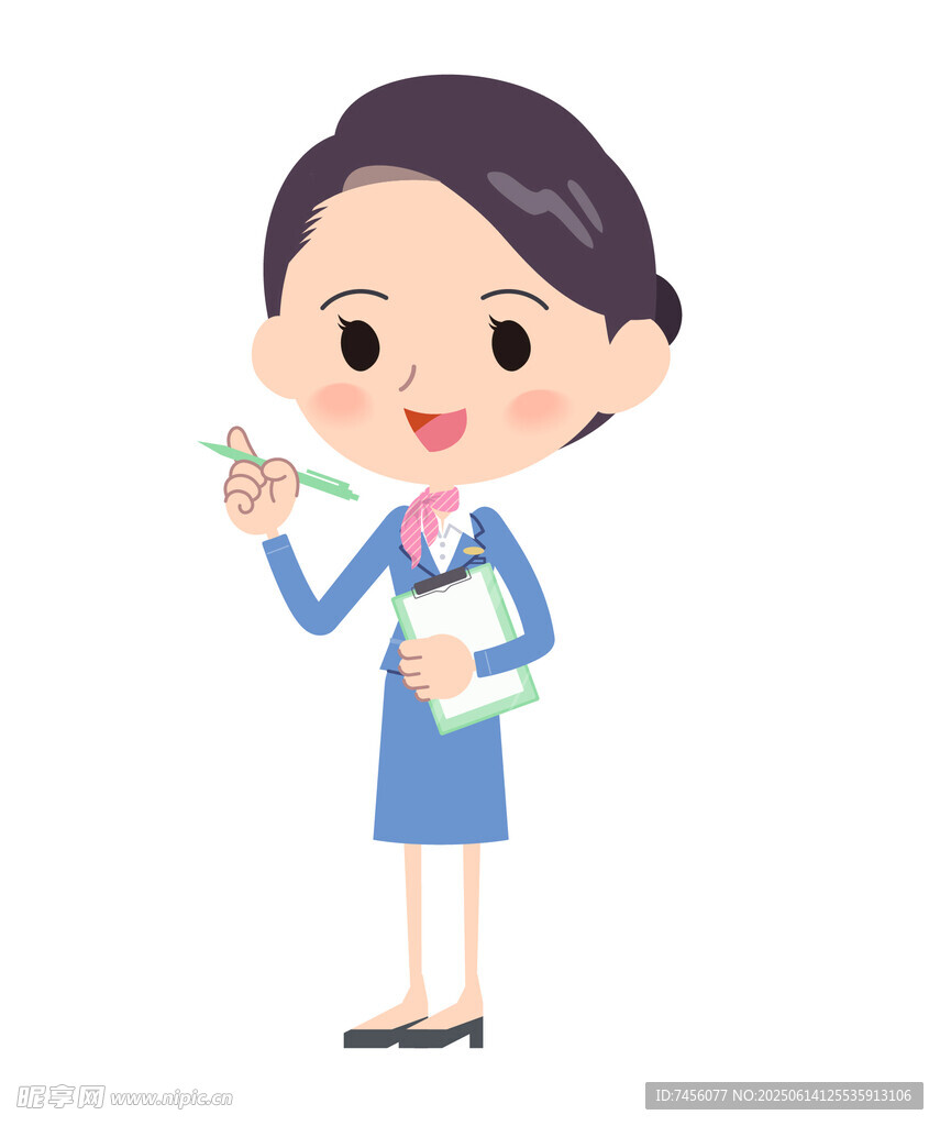 职业女性手持笔与文件夹