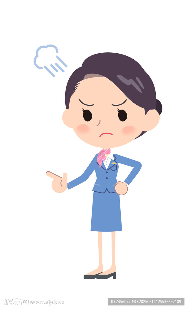愤怒女职员指向前方