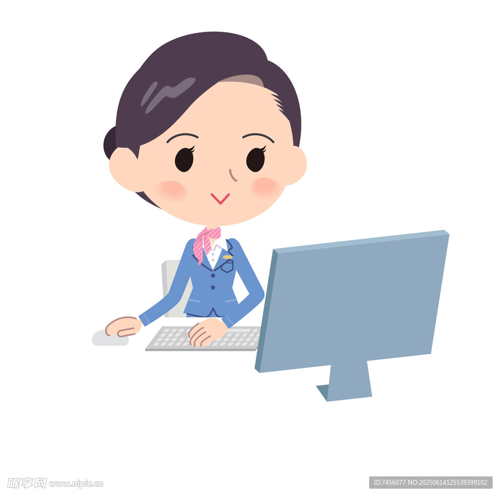 办公女性专注电脑前工作