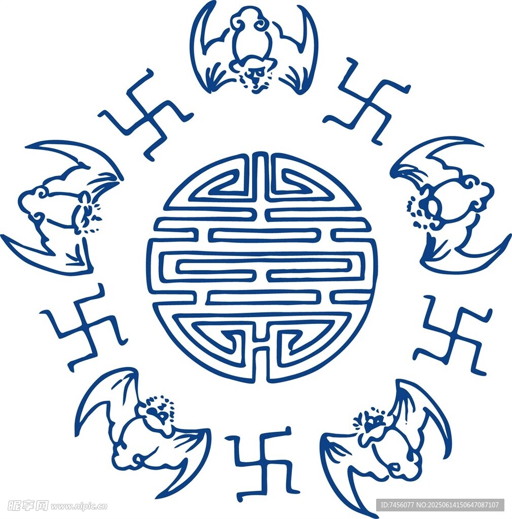 中式蝙蝠铜钱吉祥图案