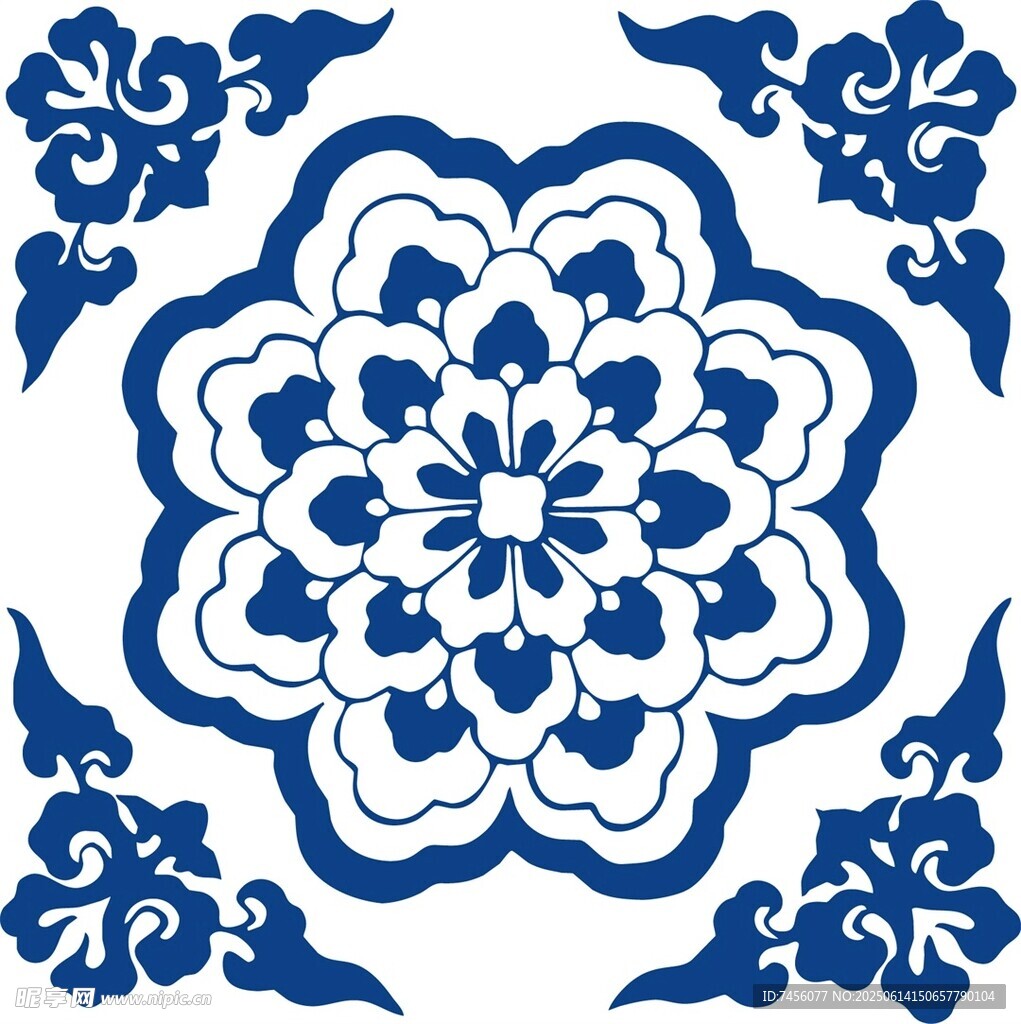 中式蓝白传统花纹图案