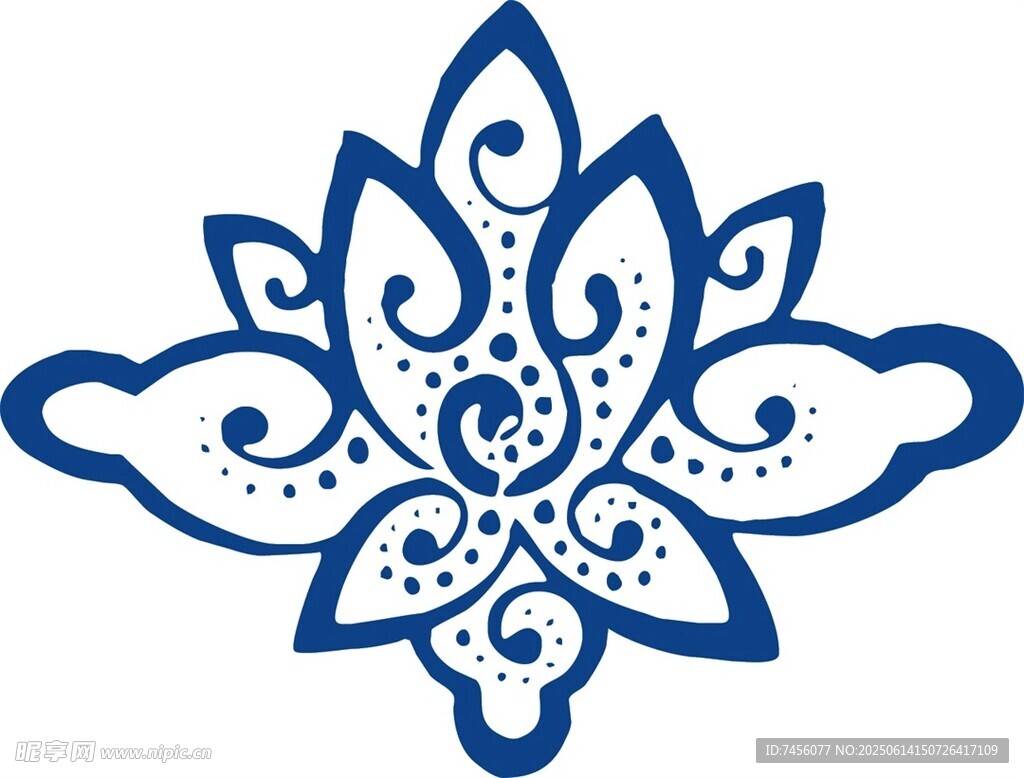 蓝白莲花中式传统花纹图案
