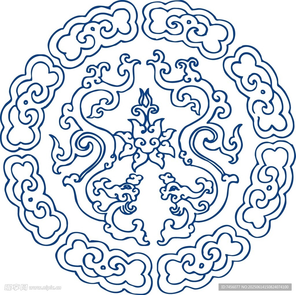 中式传统圆形云纹图案