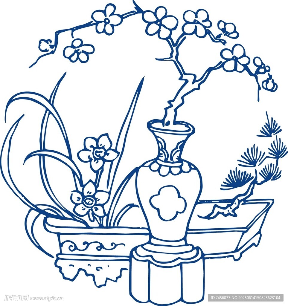 中式传统盆景插花组合