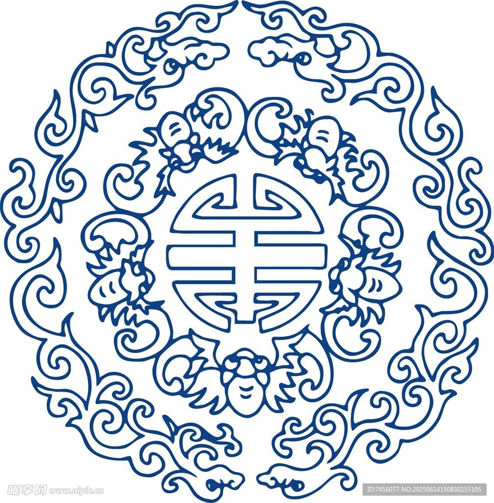 传统中式福寿纹圆形图案
