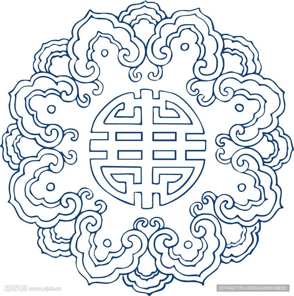 中式传统云纹寿字图案