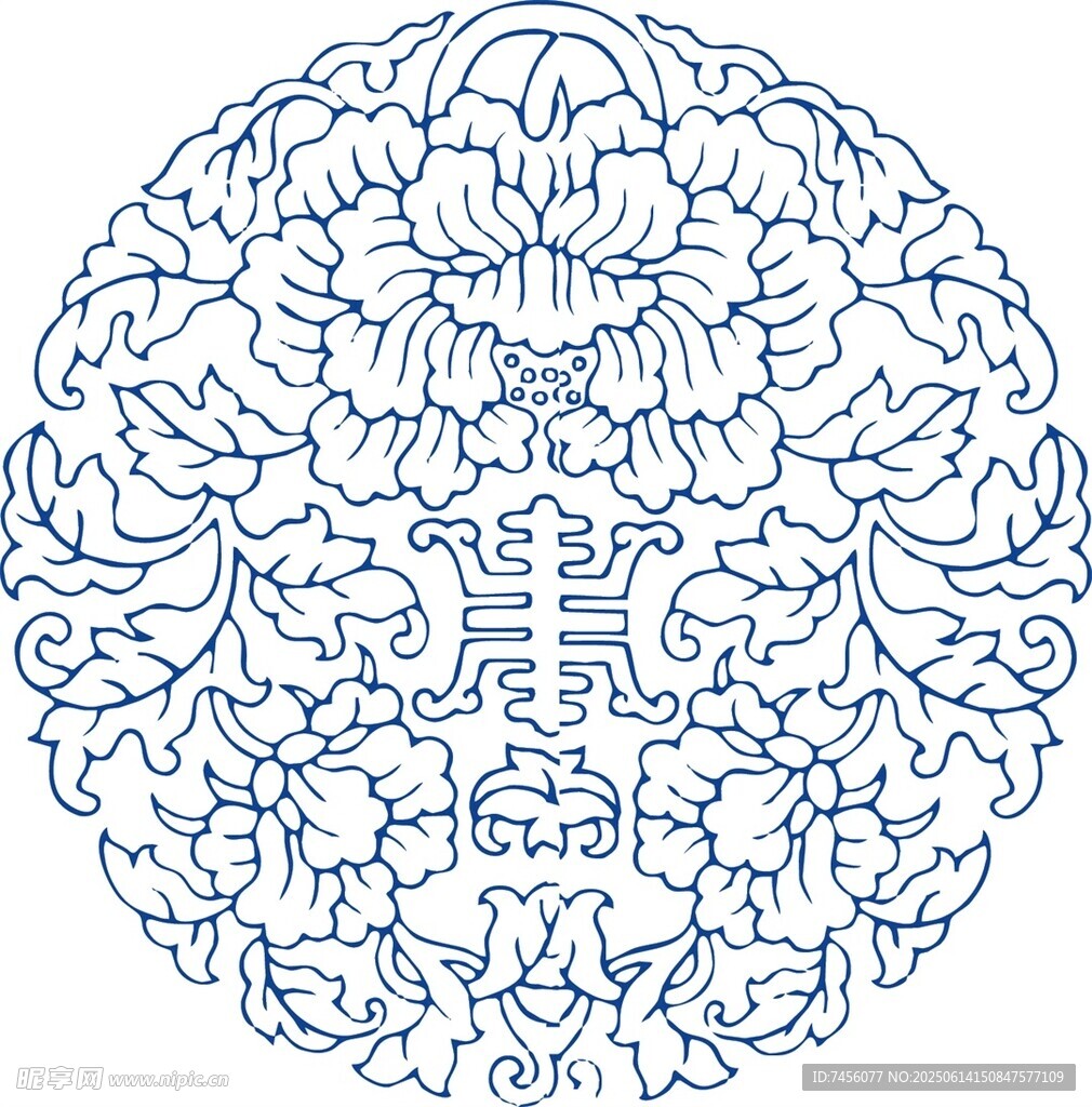 中式传统圆形花卉纹图案