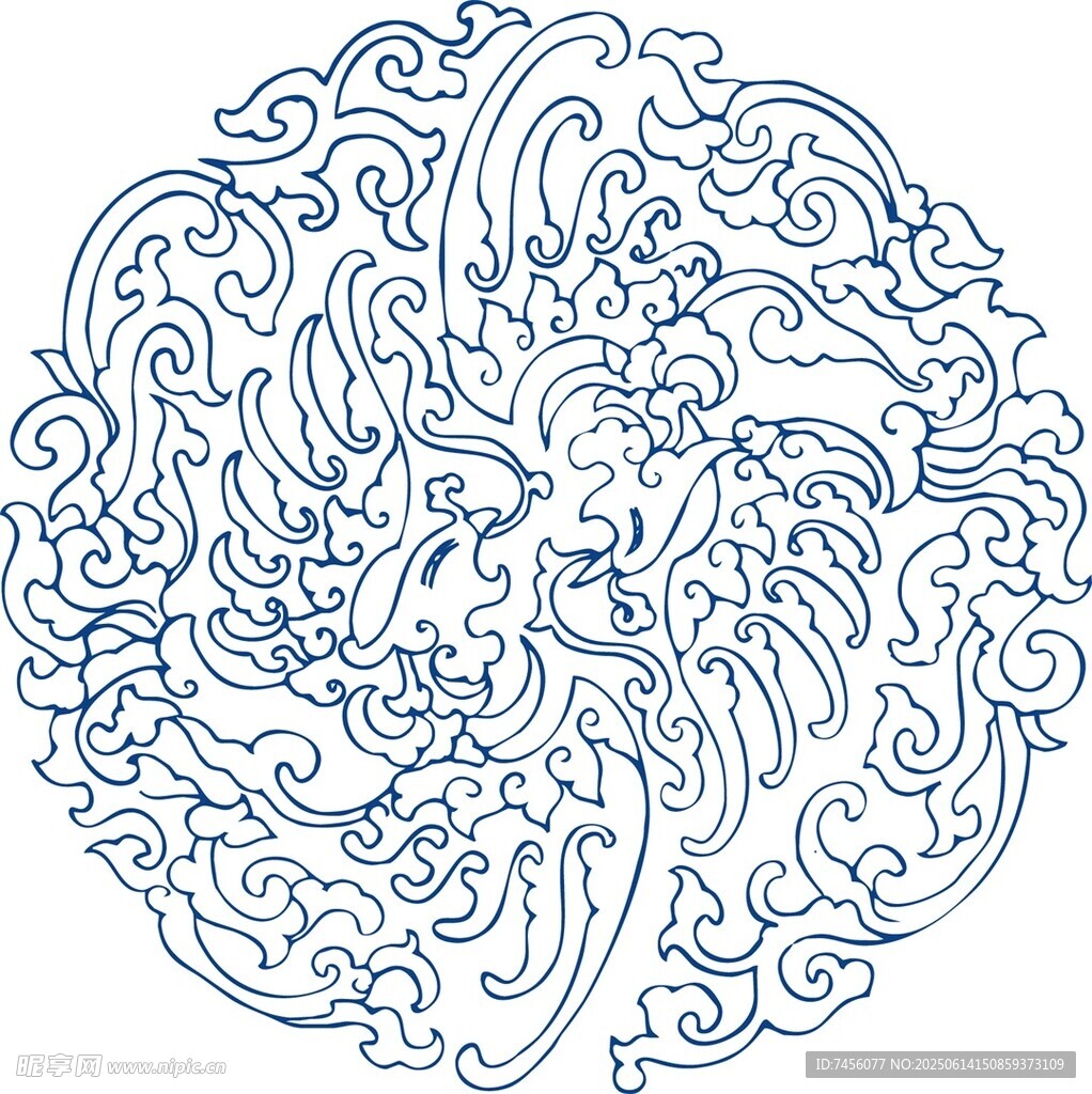传统中式龙纹圆形图案