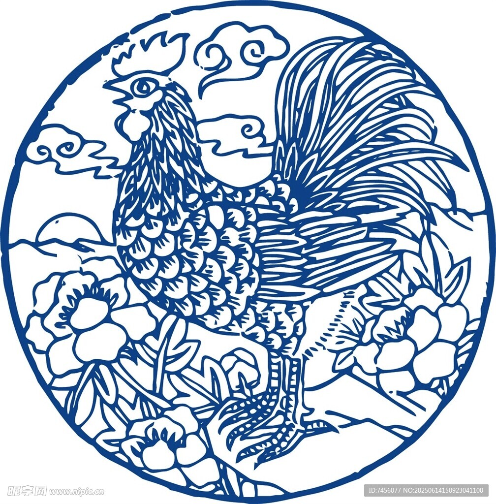 青花瓷风雄鸡图