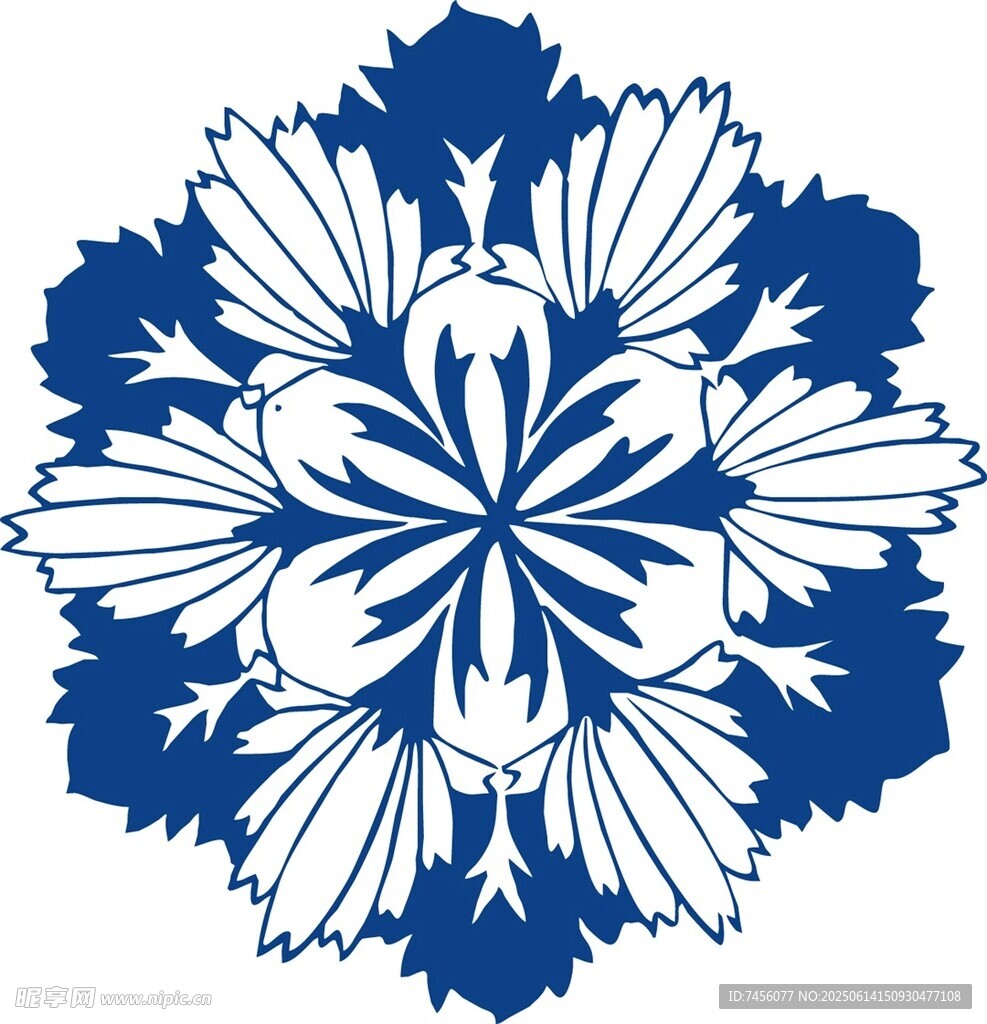 蓝白对称花纹图案