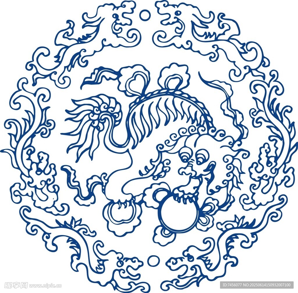 传统中式龙纹圆形图案