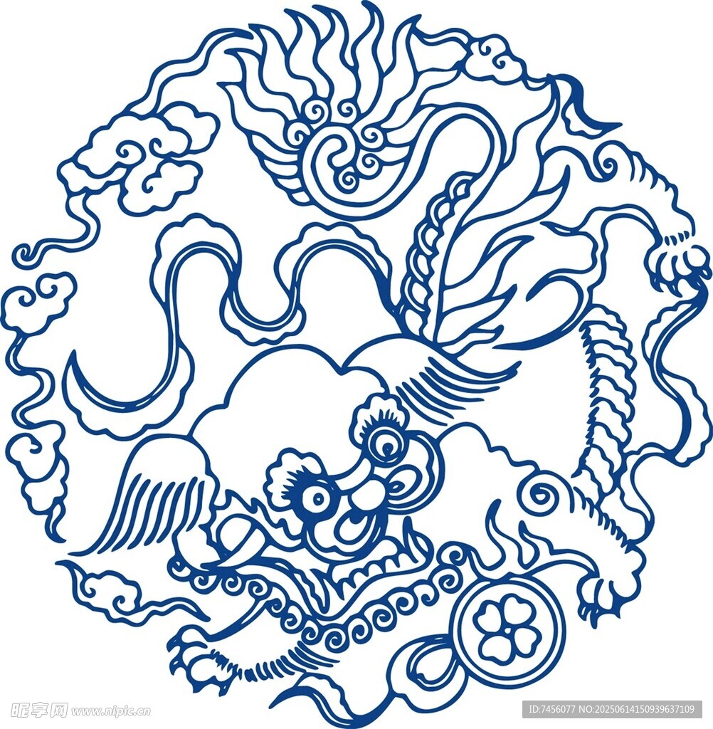 传统中式龙纹圆形图案