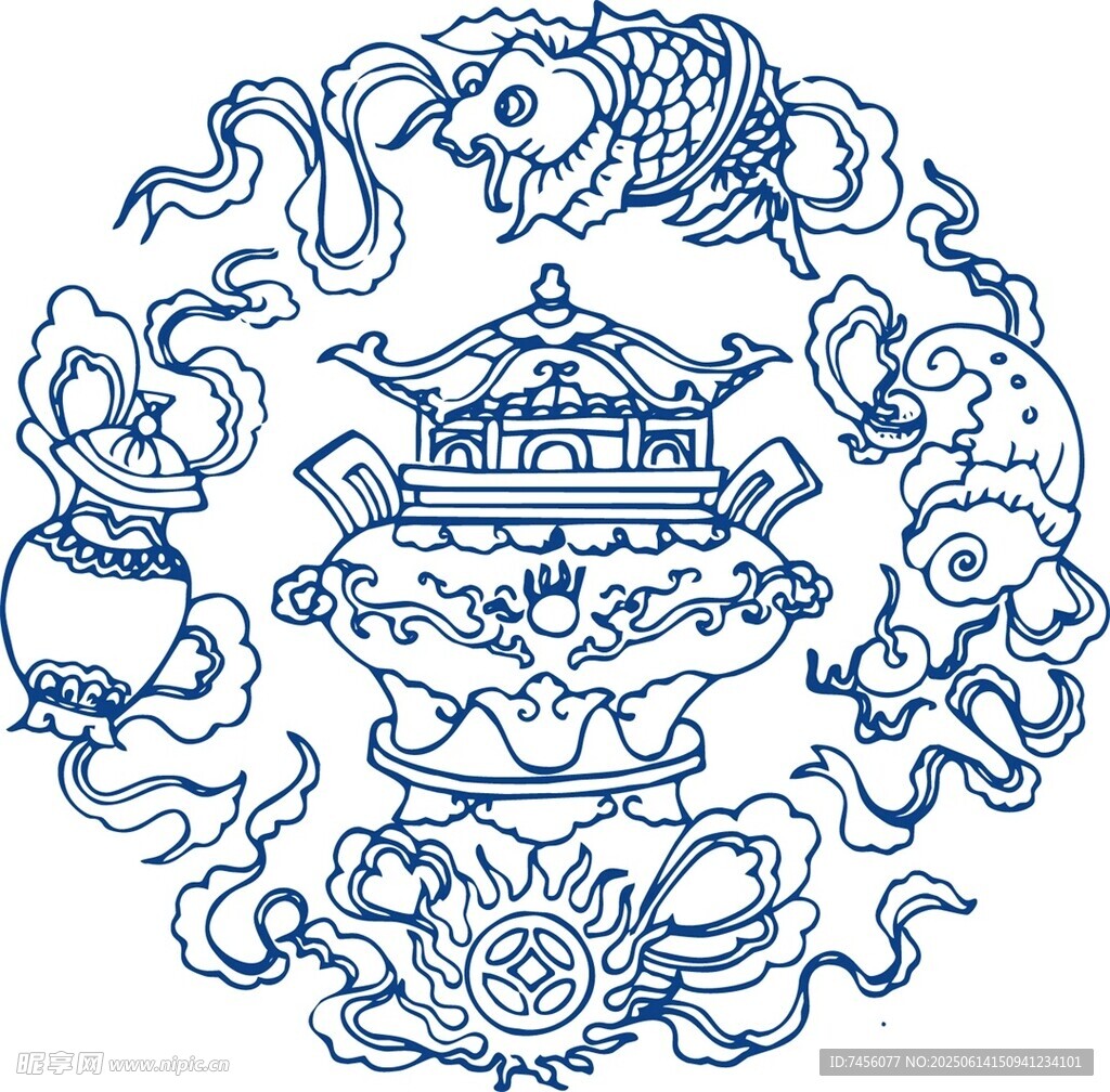 中式传统楼阁纹吉祥图案