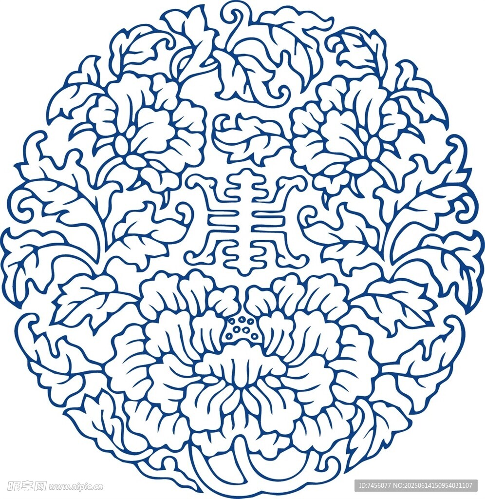 传统中式团花纹饰图案