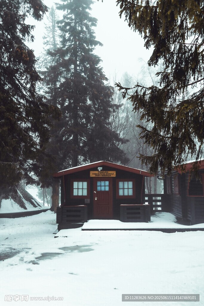 雪林中的温馨小木屋