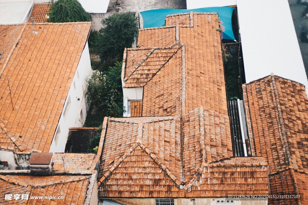 红砖屋顶建筑景观