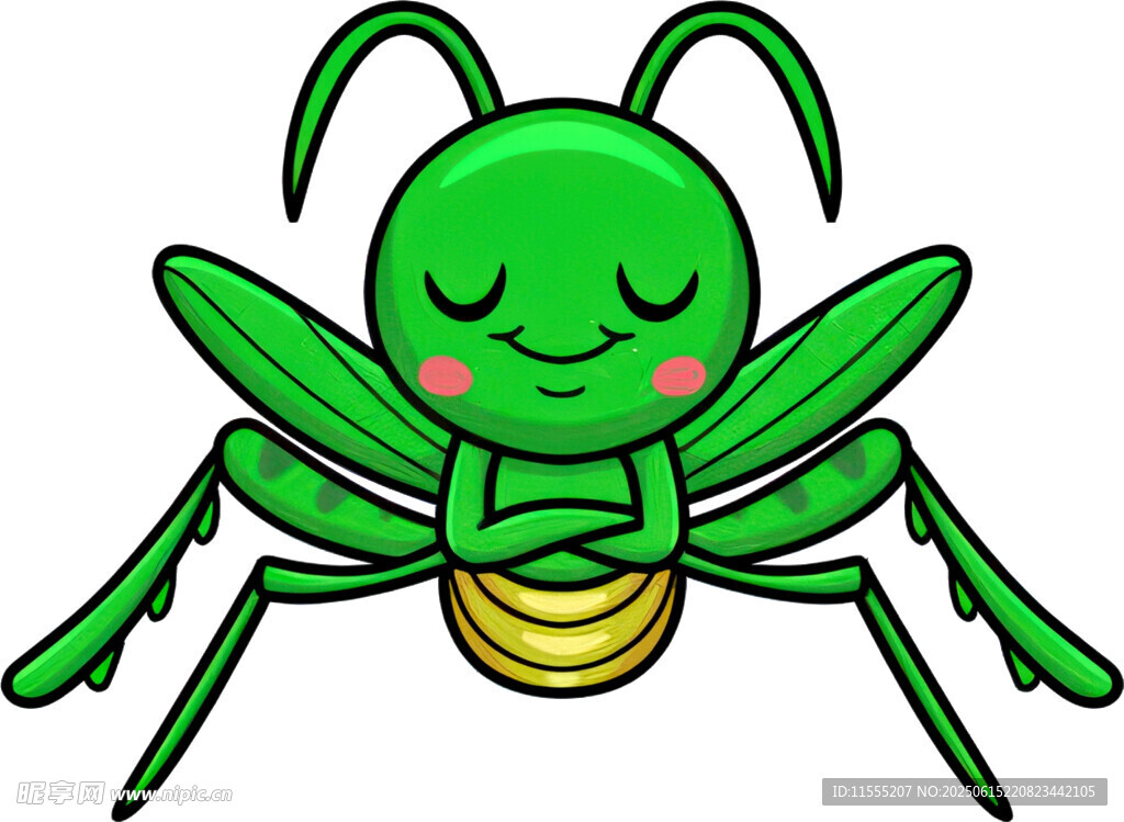 可爱绿色卡通昆虫形象