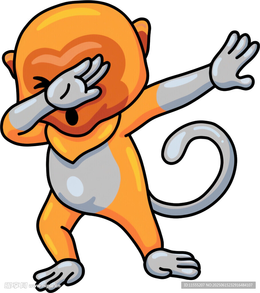 俏皮猴子做搞怪手势