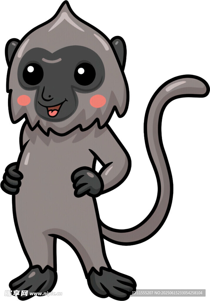 可爱卡通猴子双手叉腰