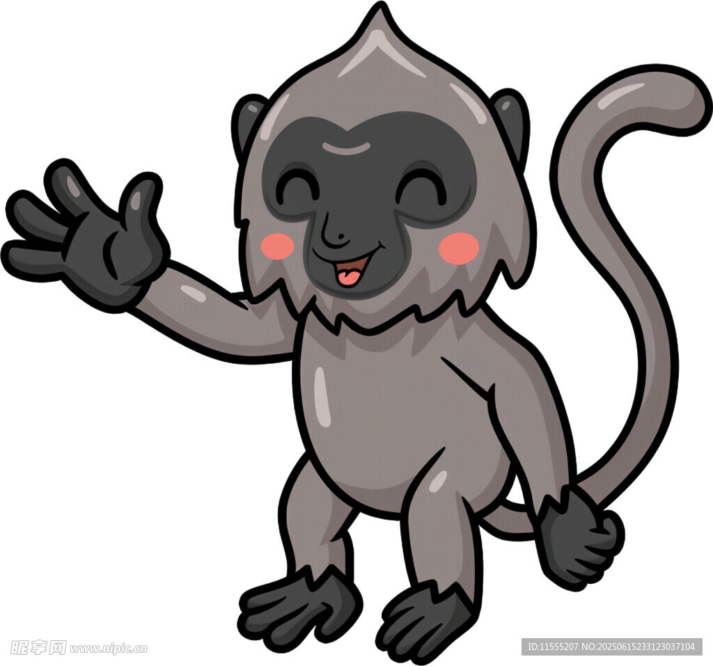 挥手的可爱小猴子