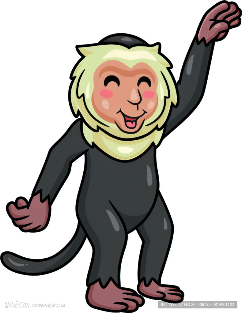 卡通猴子挥手