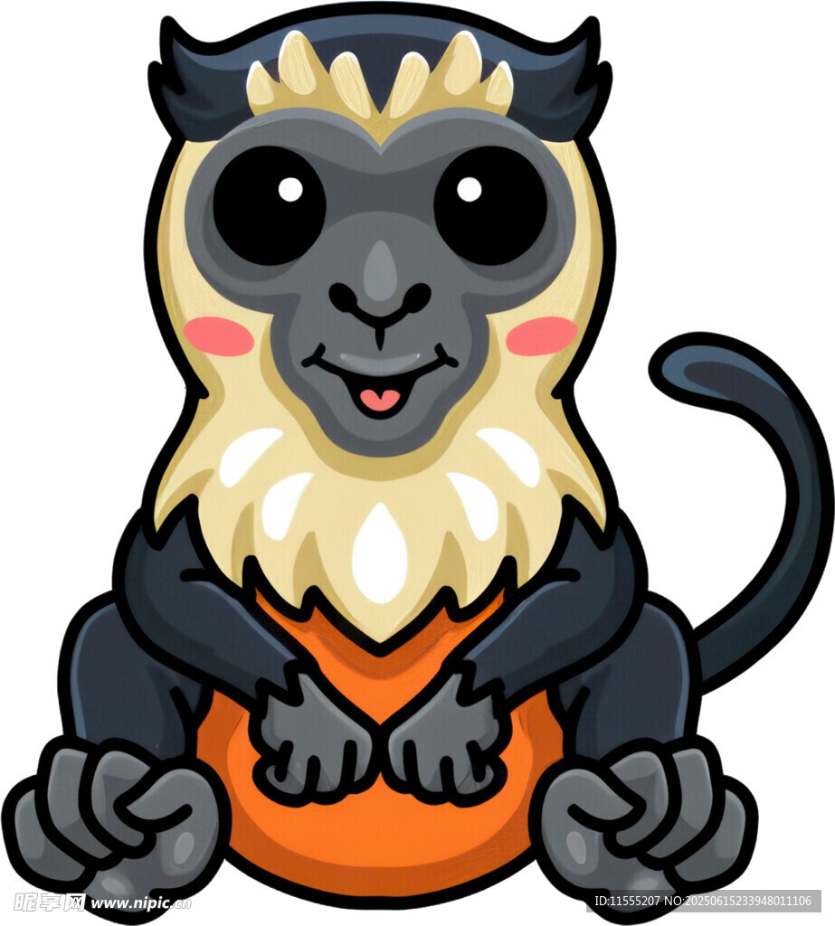 可爱猴子抱南瓜卡通形象