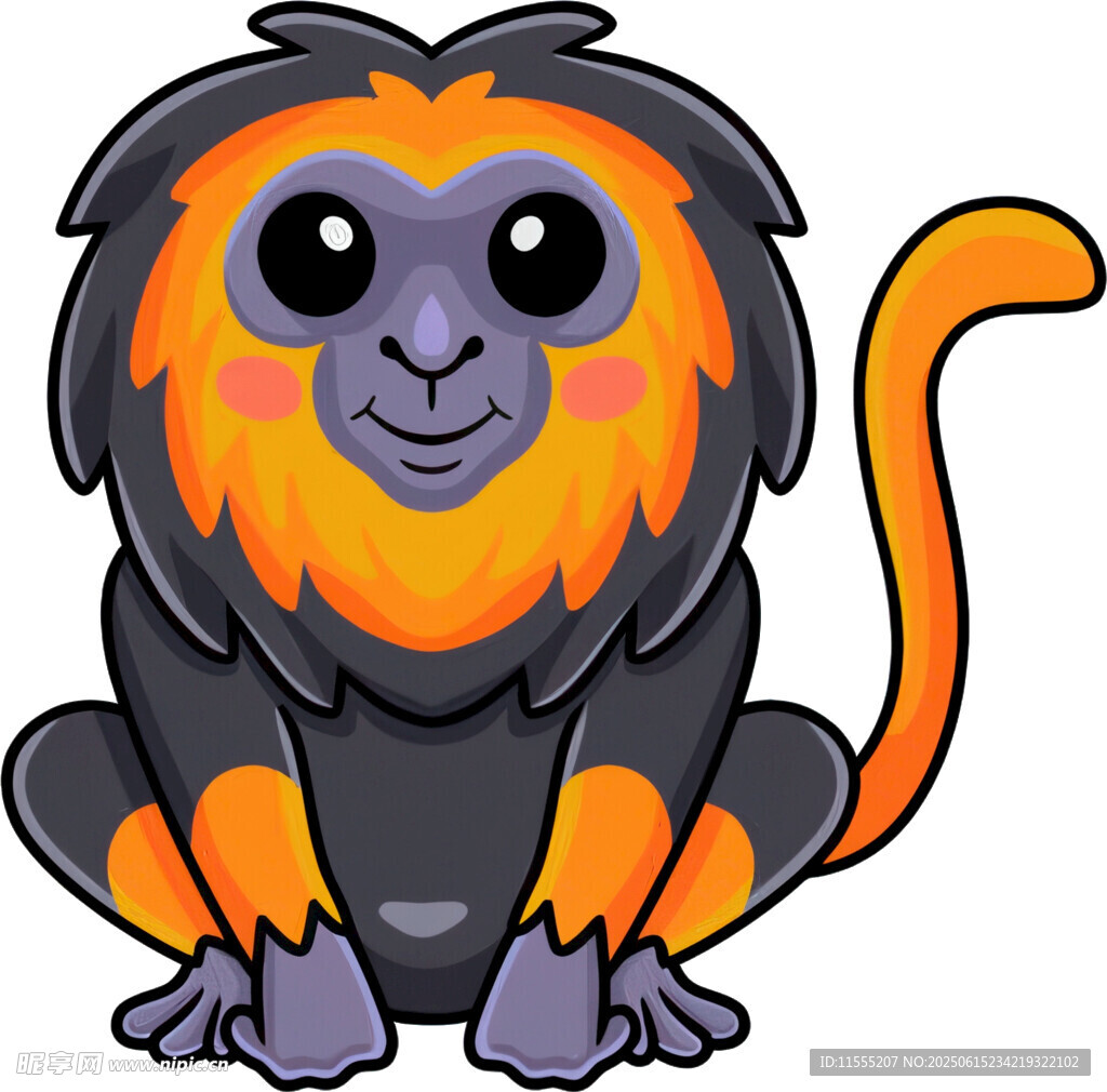 可爱黑橙相间猴子插画