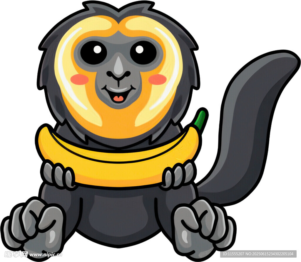 可爱猴子抱香蕉卡通形象
