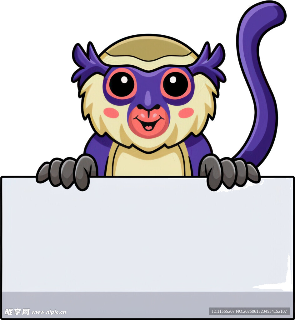 可爱猴子持空白标牌