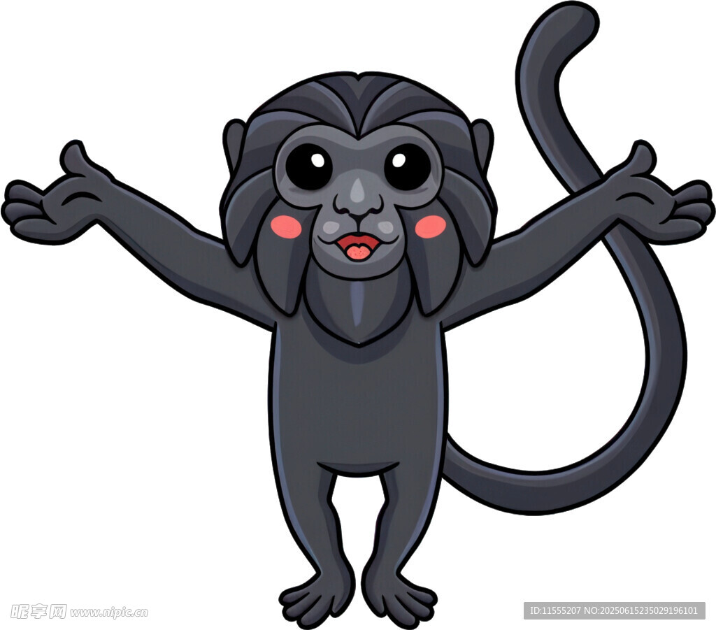可爱黑猴子张开双臂