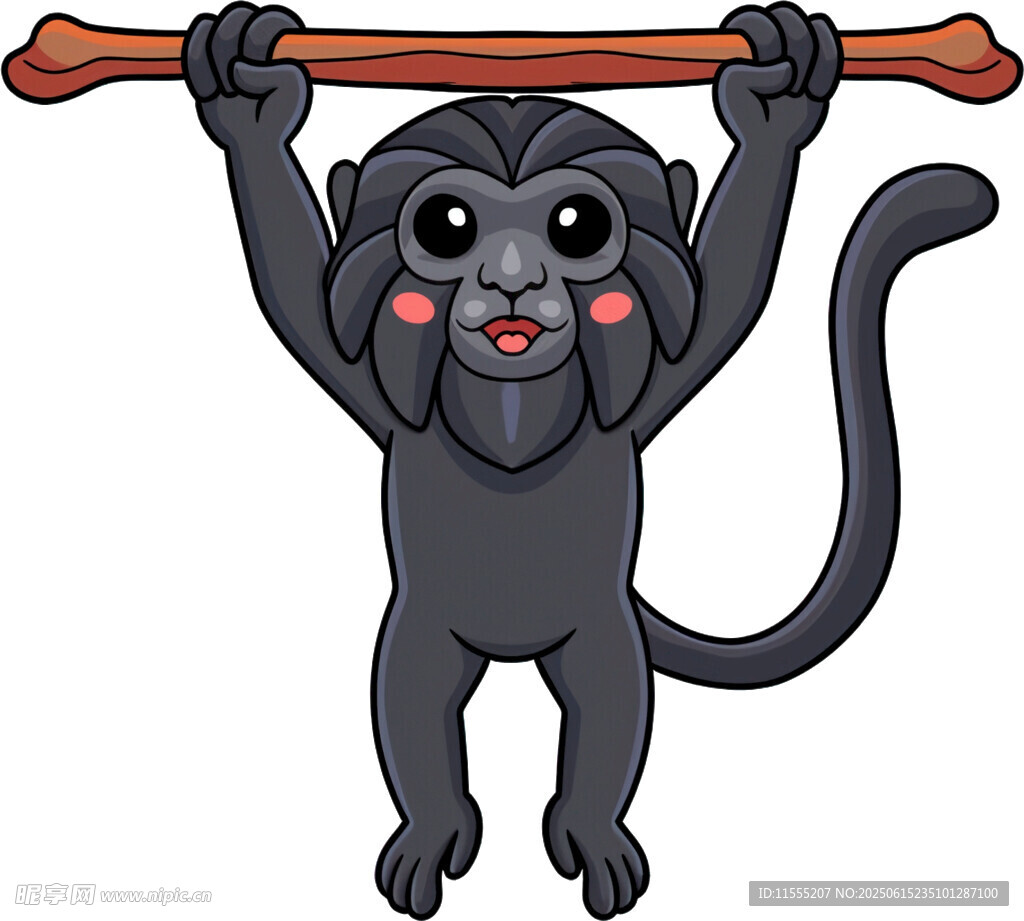可爱黑猴举木棍