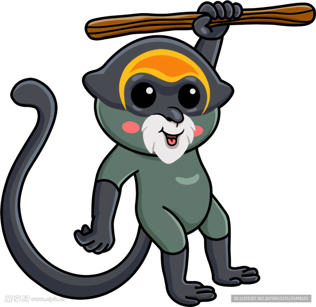 举着球棒的可爱小猴