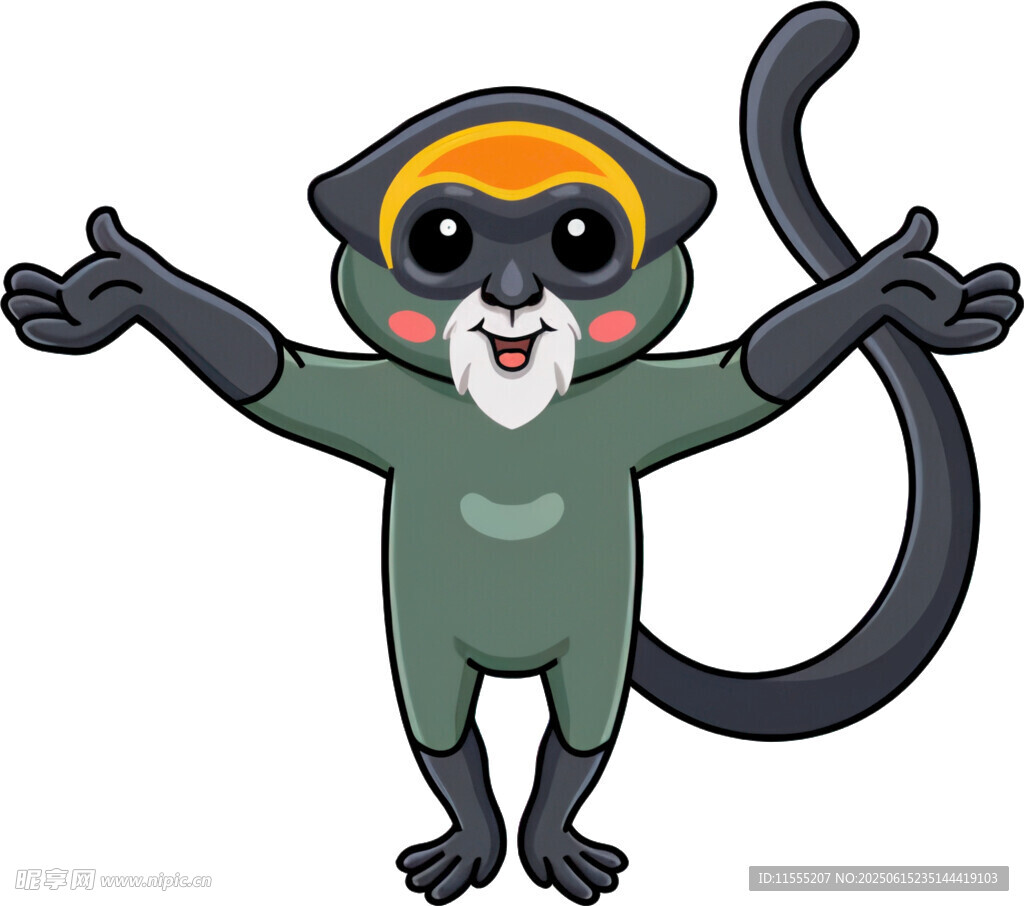 可爱卡通猴子张开双臂