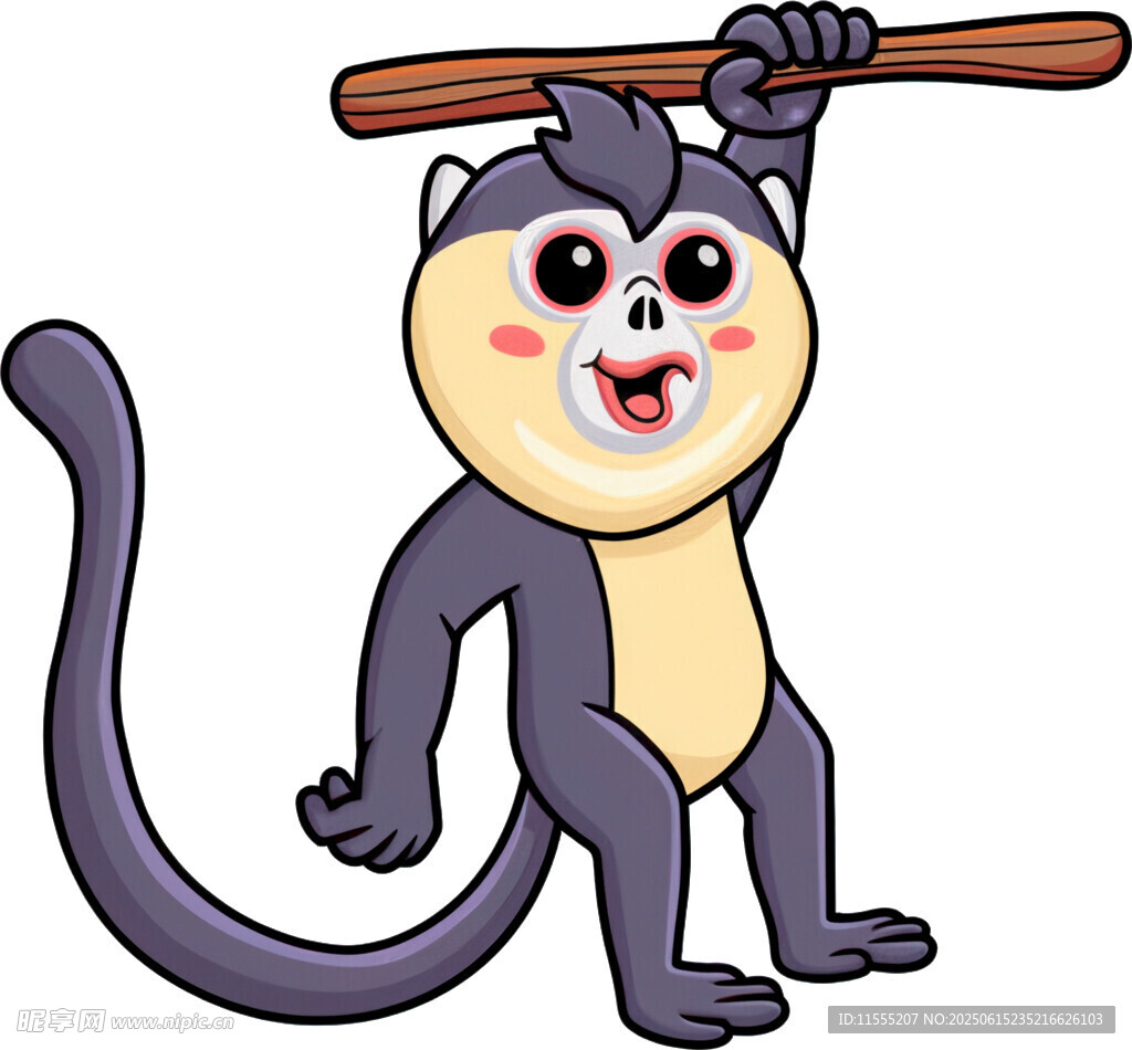 可爱小猴扛木棍