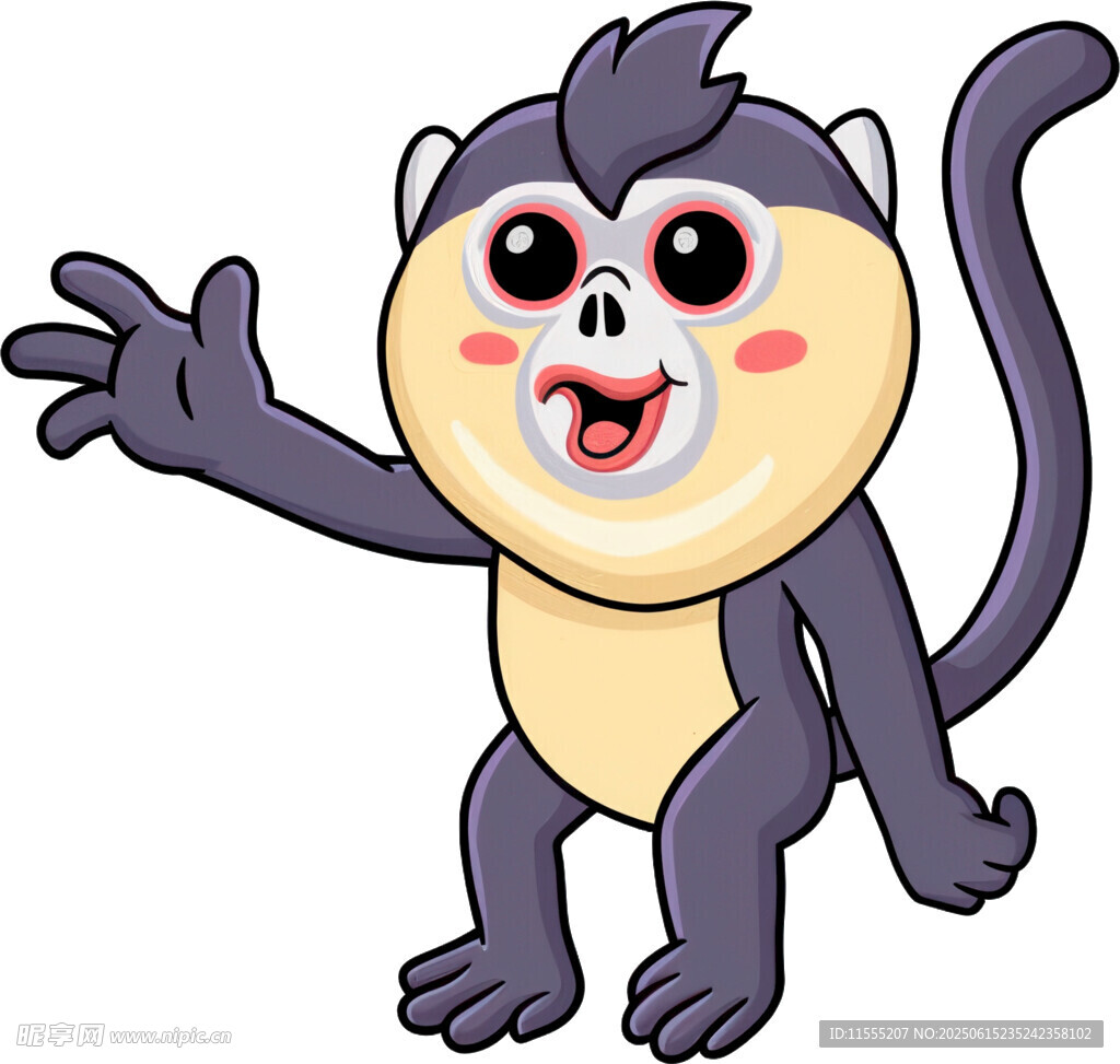 挥手的可爱小猴