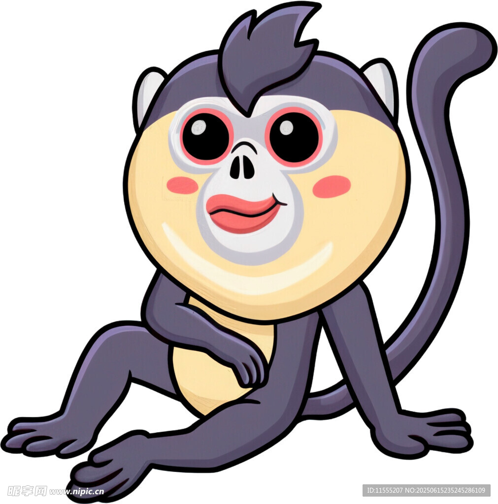 可爱卡通猴子坐姿形象