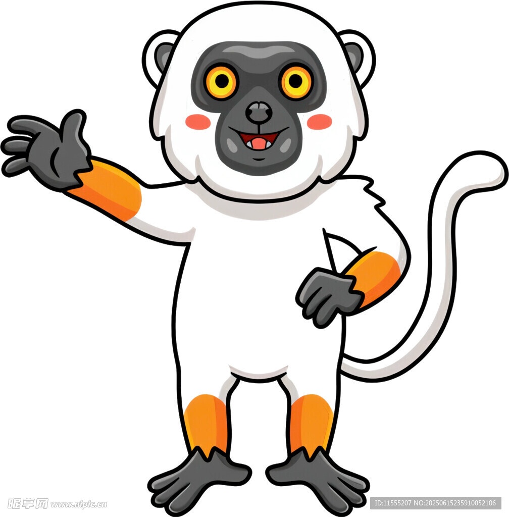 可爱卡通猴子打招呼