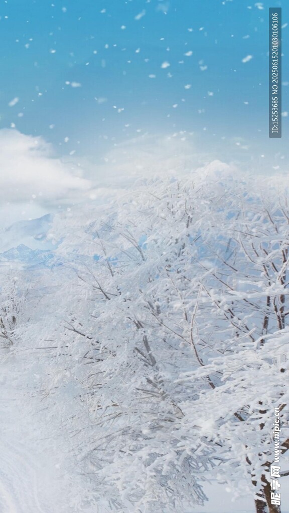 冬日雪山雪景壮丽景观