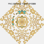 中式金色花纹传统装饰图案