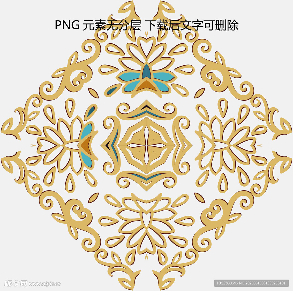 中式金色花纹传统装饰图案