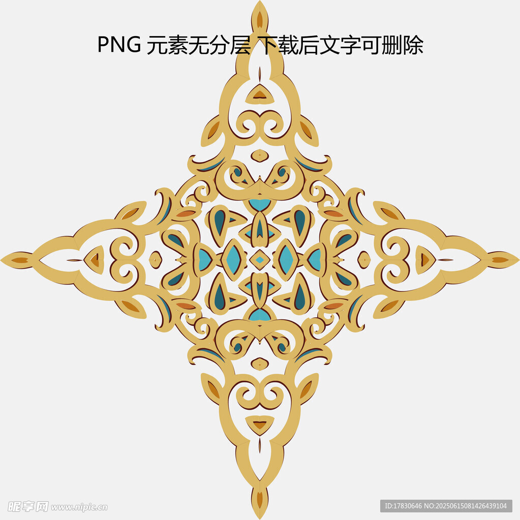 金色华丽对称花纹装饰图案