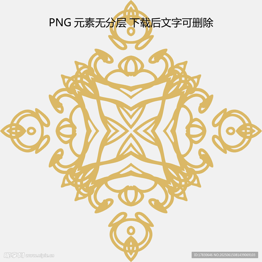 金色对称花纹装饰图案