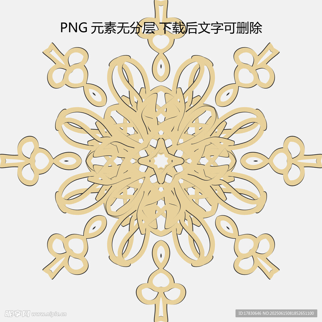 金色精美雪花状镂空文字图案