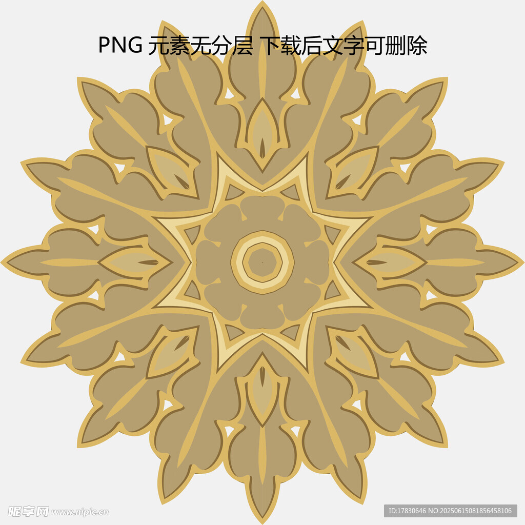 金色精美花卉图案装饰元素
