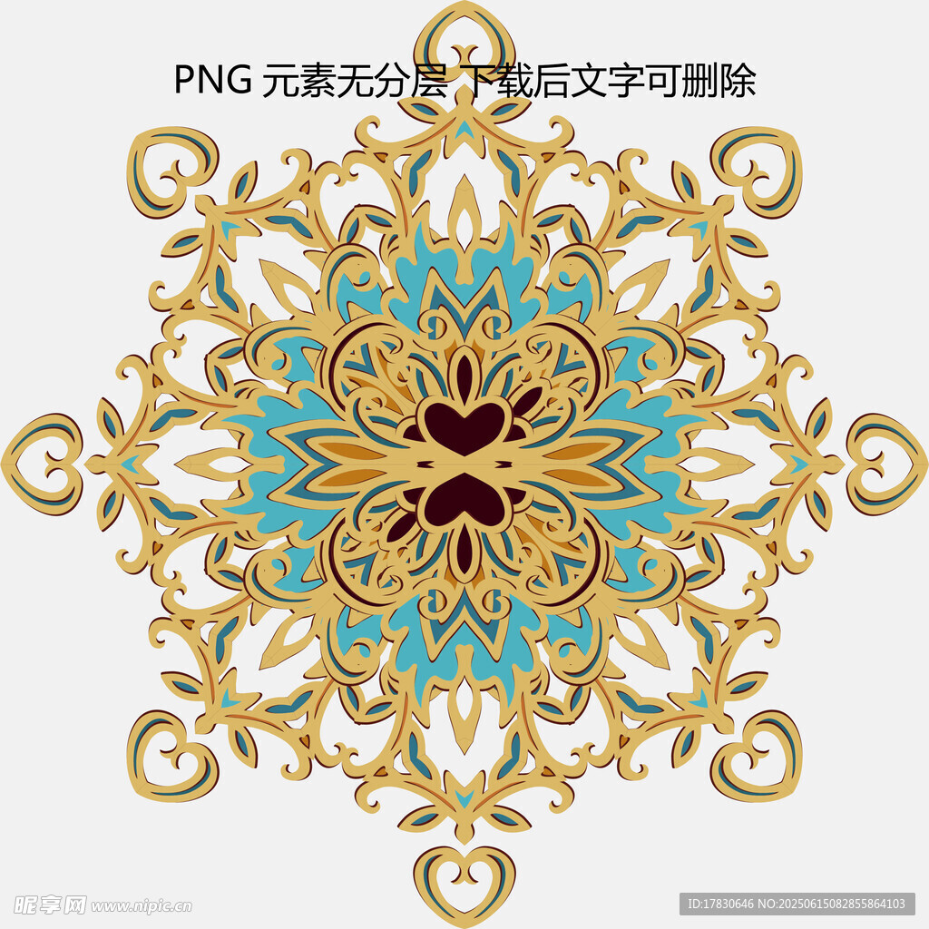精美金色蓝色花纹装饰图案