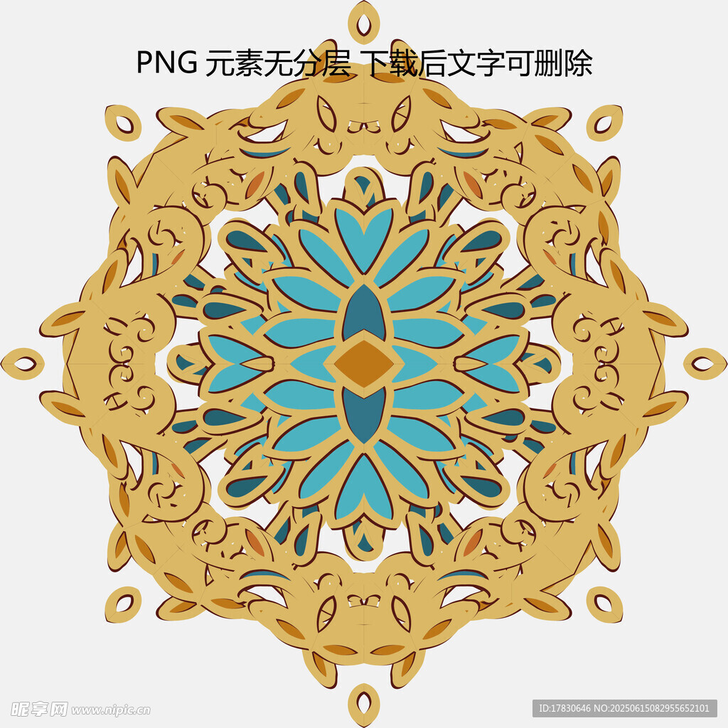 金色蓝纹精美曼陀罗图案